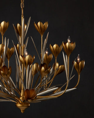 Hortensia Nine Light Chandelier in Contemporary Gold Leaf/Contemporary Gold/Contemporary Silver Leaf