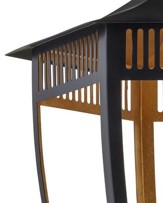 Wycombe Four Light Lantern in Satin Black/Contemporary Gold Leaf