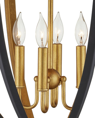 Wycombe Four Light Lantern in Satin Black/Contemporary Gold Leaf