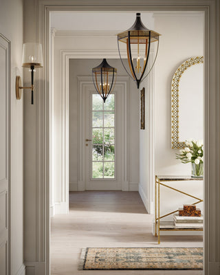 Wycombe Four Light Lantern in Satin Black/Contemporary Gold Leaf
