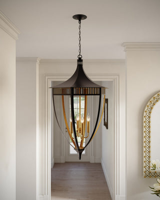 Wycombe Four Light Lantern in Satin Black/Contemporary Gold Leaf