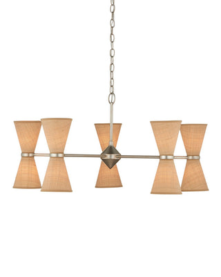 Pennyworth Ten Light Chandelier in Contemporary Silver Leaf/Contemporary Silver/Natural