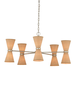 Pennyworth Ten Light Chandelier in Contemporary Silver Leaf/Contemporary Silver/Natural