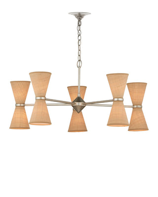 Pennyworth Ten Light Chandelier in Contemporary Silver Leaf/Contemporary Silver/Natural