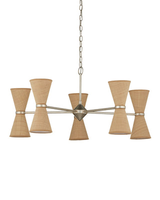 Pennyworth Ten Light Chandelier in Contemporary Silver Leaf/Contemporary Silver/Natural