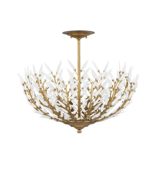 Magnum Opus Four Light Semi-Flush Mount in Brass/White