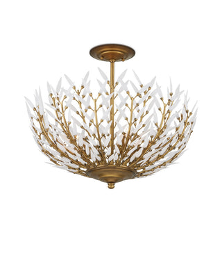 Magnum Opus Four Light Semi-Flush Mount in Brass/White