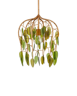 Midsummer One Light Pendant in Brass/Green