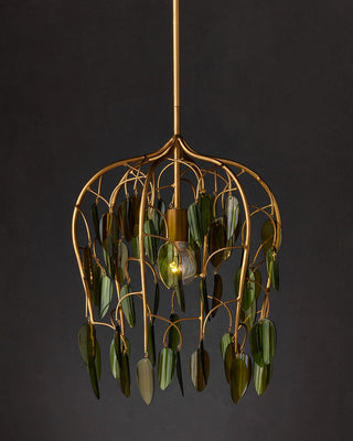 Midsummer One Light Pendant in Brass/Green