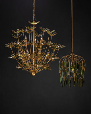 Midsummer One Light Pendant in Brass/Green