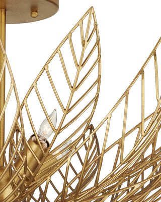 Leaflace Four Light Semi-Flush Mount in Contemporary Gold Leaf/Contemporary Gold