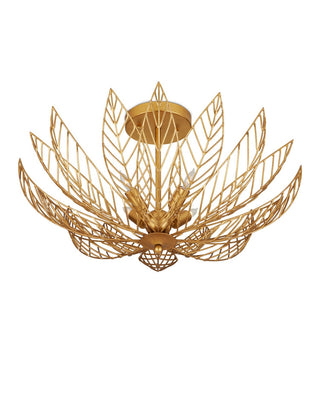 Leaflace Four Light Semi-Flush Mount in Contemporary Gold Leaf/Contemporary Gold