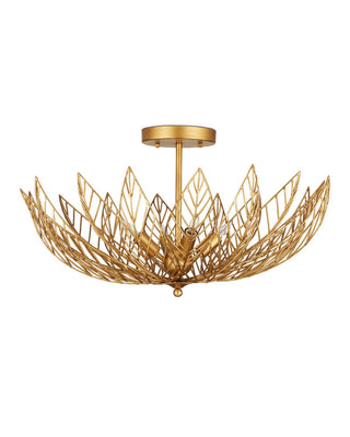 Leaflace Four Light Semi-Flush Mount in Contemporary Gold Leaf/Contemporary Gold