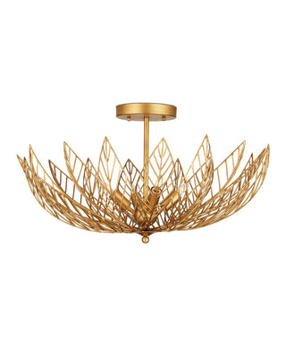Currey and Company - 9000-1228 - Four Light Semi-Flush Mount - Leaflace - Contemporary Gold Leaf/Contemporary Gold