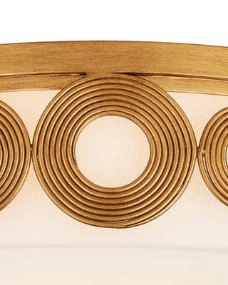 Gyges One Light Flush Mount in Brass/White