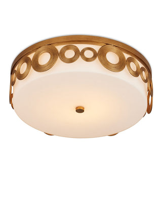 Gyges One Light Flush Mount in Brass/White
