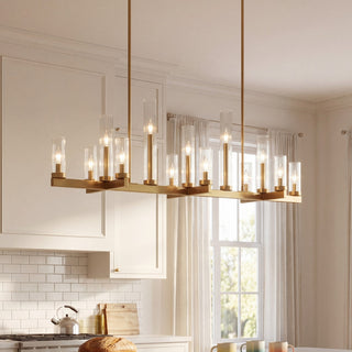 Carina 13 Light Linear Chandelier in Warm Brass