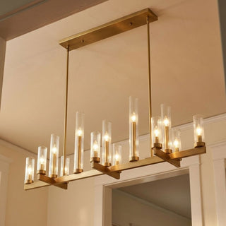 Carina 13 Light Linear Chandelier in Warm Brass