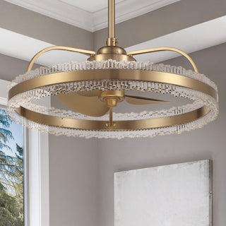 Corona LED Fan D'Lier in Warm Brass