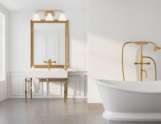 Blair Three Light Bathroom Vanity in Warm Brass