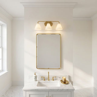 Blair Three Light Bathroom Vanity in Warm Brass