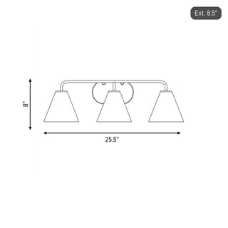 Blair Three Light Bathroom Vanity in Matte Black