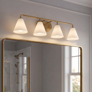 Blair Four Light Bathroom Vanity in Warm Brass