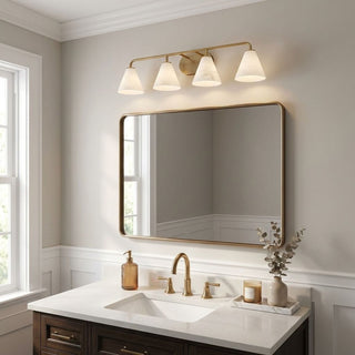 Blair Four Light Bathroom Vanity in Warm Brass