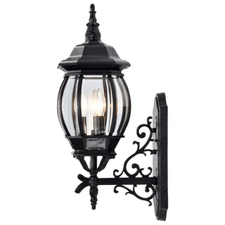 Central Park Three Light Outdoor Wall Lantern in Textured Black
