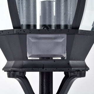Central Park Three Light Post Lantern in Textured Black