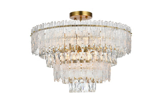 Elegant Lighting - 1780F25SG - Eight Light Flush Mount - Emilia - Satin Gold and Clear