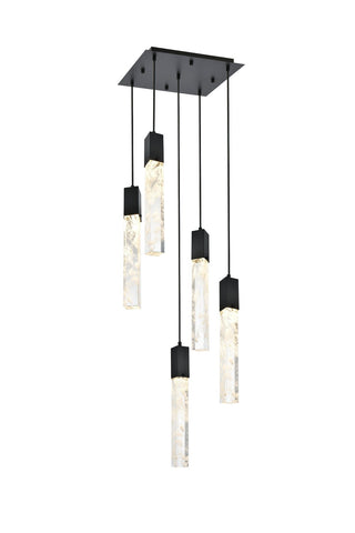 Elegant Lighting - 2088D16BK - Five Light Pendant - Aurora - Black and Clear