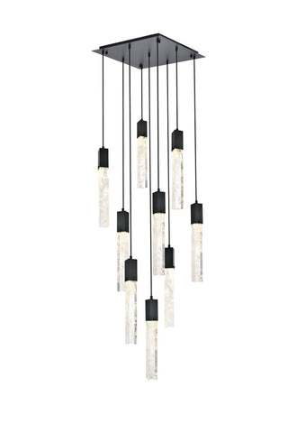Elegant Lighting - 2088D20BK - Nine Light Pendant - Aurora - Black and Clear