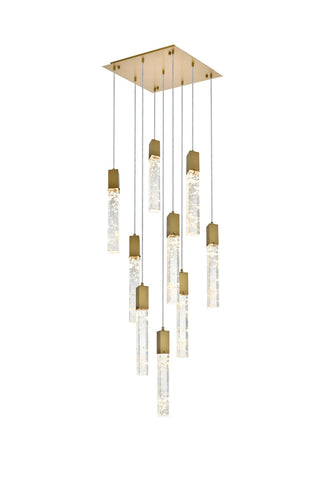 Elegant Lighting - 2088D20SG - Nine Light Pendant - Aurora - Satin Gold and Clear