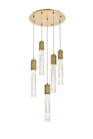 Elegant Lighting - 2089D20SG - Five Light Chandelier - Aurora - Satin Gold and Clear