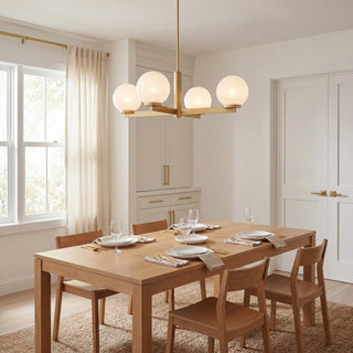 Four Light Chandelier in Natural Brass