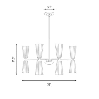 Eight Light Chandelier in Chrome