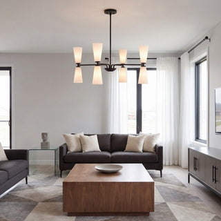 Eight Light Chandelier in Matte Black