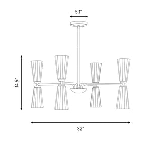 Eight Light Chandelier in Matte Black