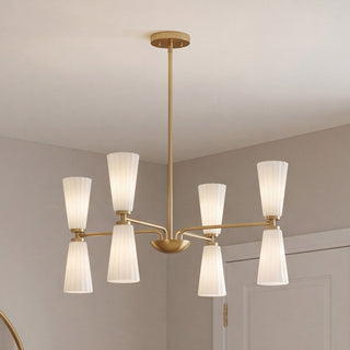 Eight Light Chandelier in Natural Brass