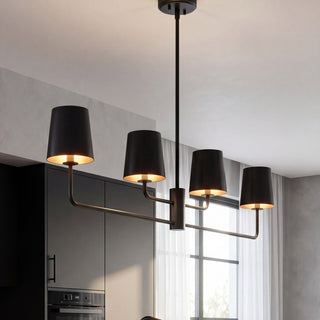 Four Light Linear Chandelier in Matte Black