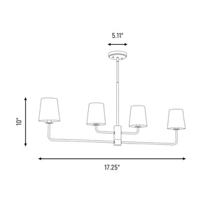 Four Light Linear Chandelier in Matte Black