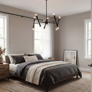 Ten Light Chandelier in Matte Black