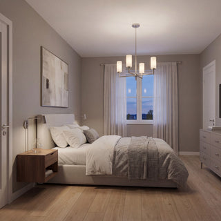 Four Light Chandelier in Brushed Nickel