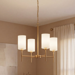 Four Light Chandelier in Natural Brass