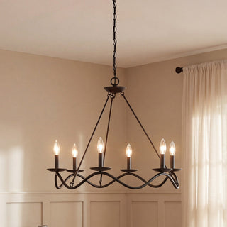 Six Light Chandelier in Matte Black