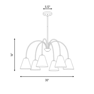Six Light Chandelier in Brushed Nickel