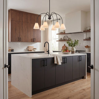 Six Light Chandelier in Matte Black