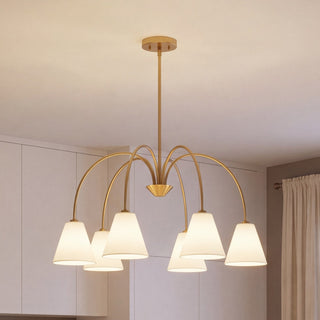 Six Light Chandelier in Natural Brass