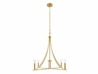 Four Light Chandelier in Natural Brass